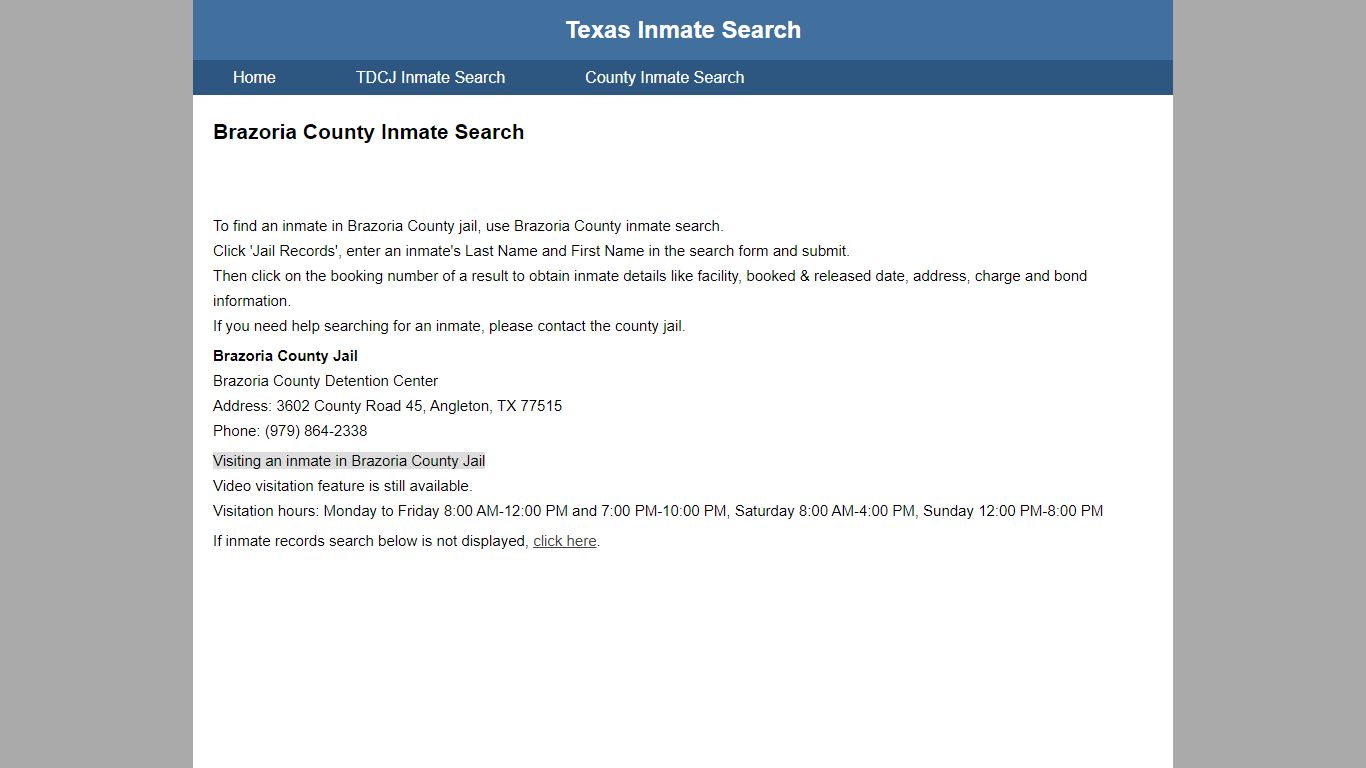 Brazoria County Inmate Search